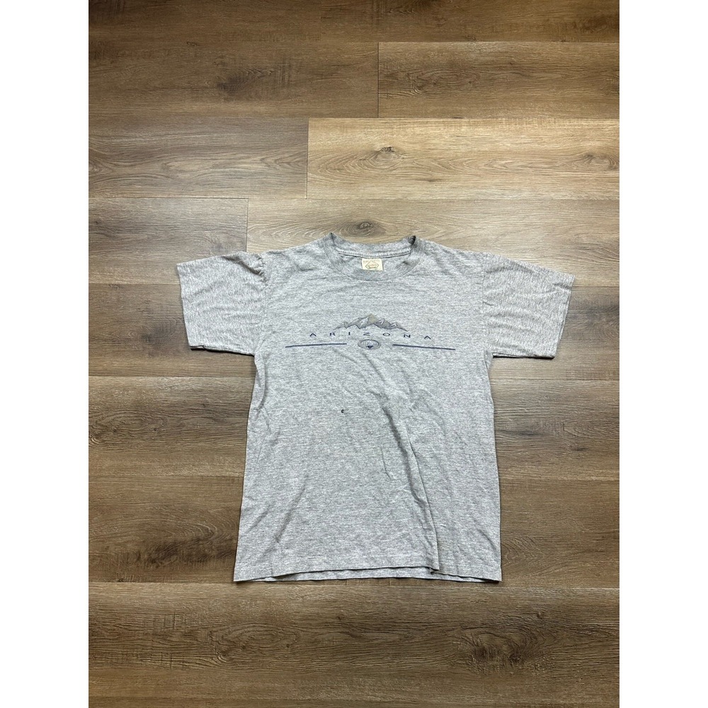 Vintage Prairie Mountain Arizona T Shirt Mens S Gray Graphic Single Stitched